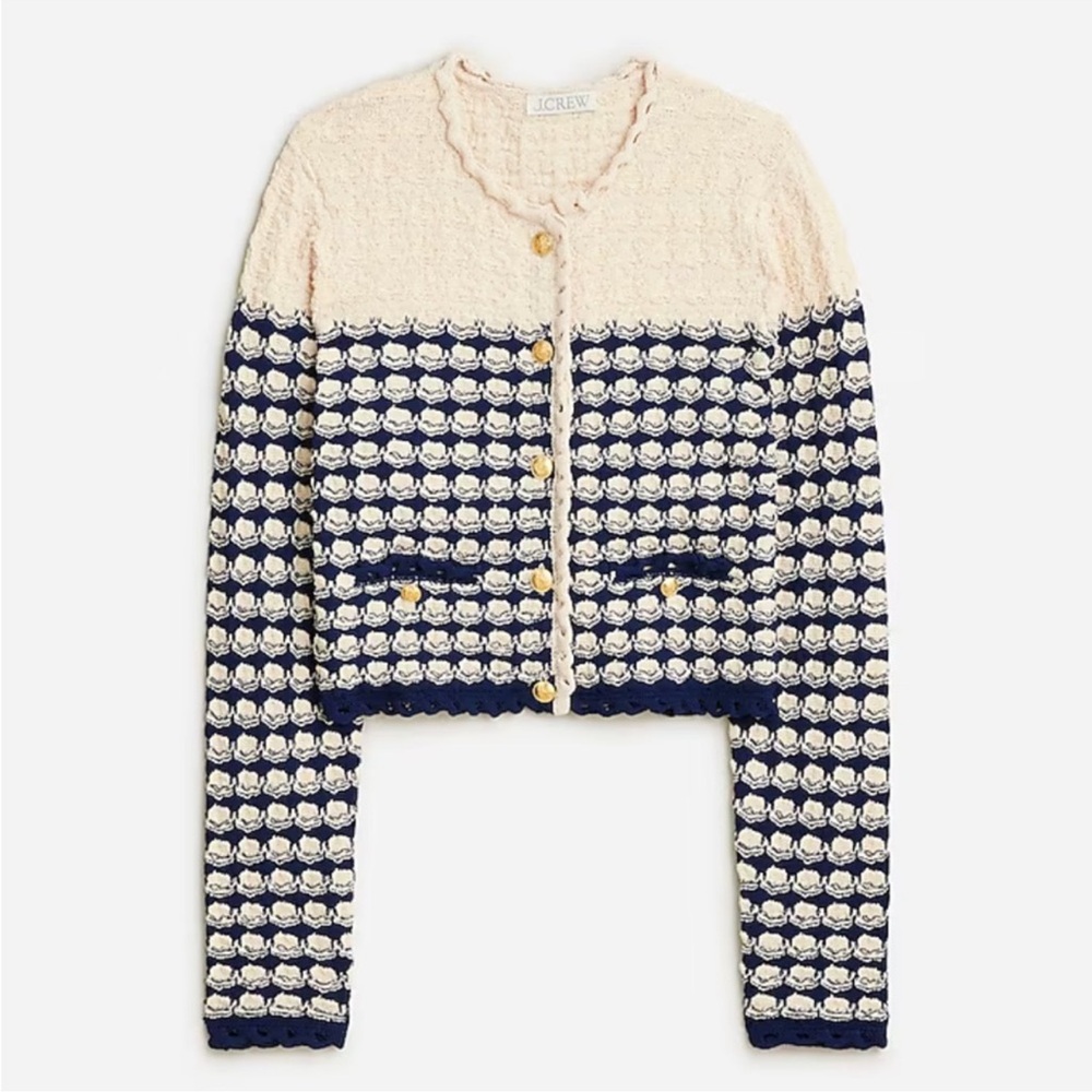 J.Crew Cream and Navy Cardigan lady jacket